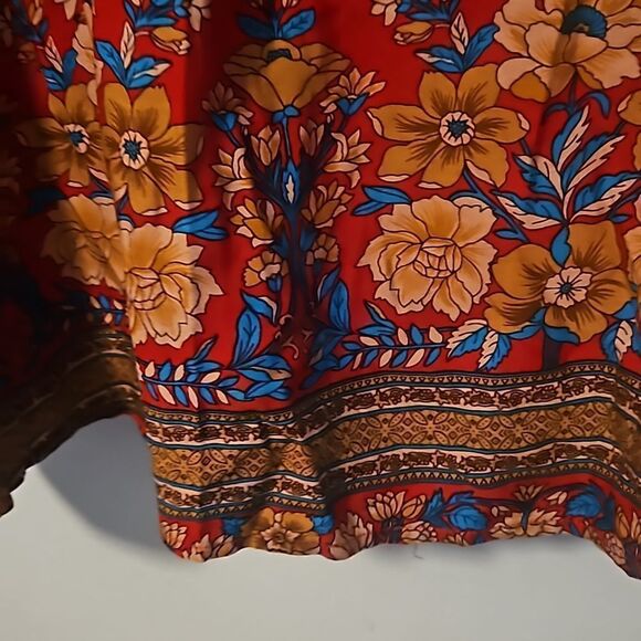 Sason Curve Floral Blouse Blue & Red Size 3XL - Picture 5 of 7